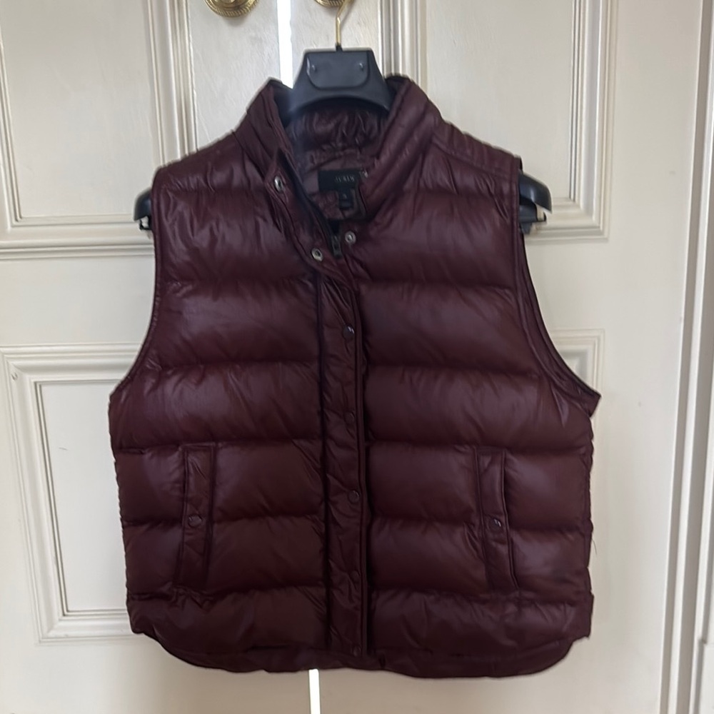 J Crew Burgundy Puffer Vest